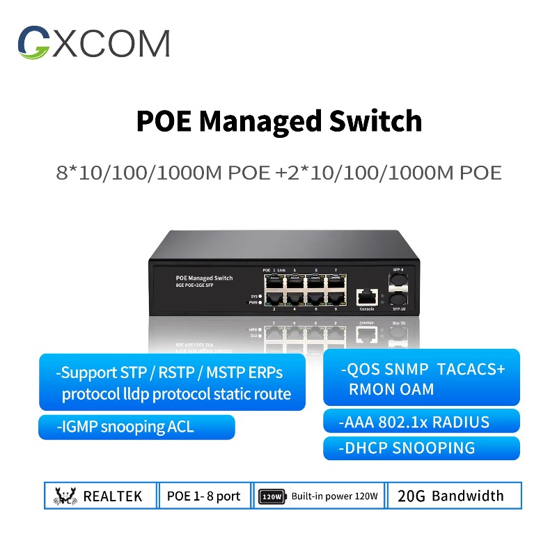 สวิตช์เครือข่ายแบบมีการจัดการร - Managed Gigabit Poe Switch 8 Port 802.3At บทวิจารณ์และราคา